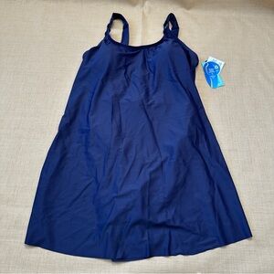 Wave Zone Solid Navy Blue UPF 50 Full Suit Swim Dress